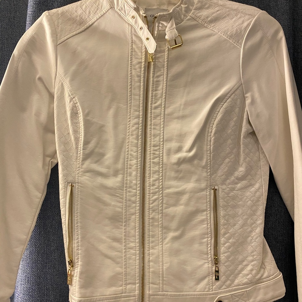 Guess white pleather jacket